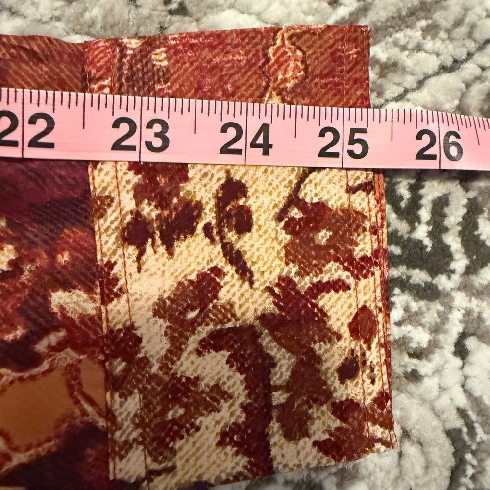 NWOT LUCKY BRAND Live In Love Top Women's XL Rust Print 100% Silk Button Shirt - Picture 11 of 11